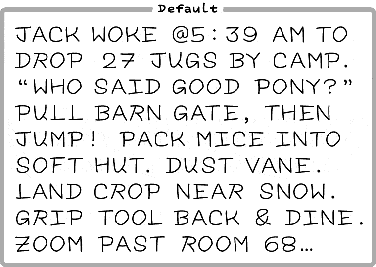 Animation showing a paragraph of text changing with different styles of Artist letters.